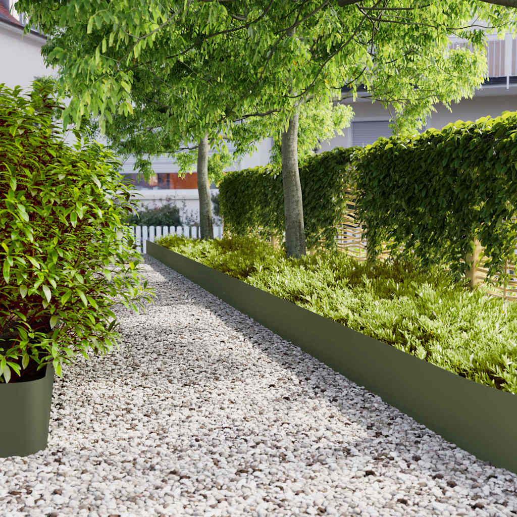 VidaXL Gazonranden 20 st 25x103 cm koudgewalst staal olijfgroen