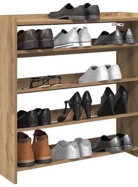 VidaXL Schoenenrek 80x25x81 cm bewerkt hout artisanaal eikenkleur