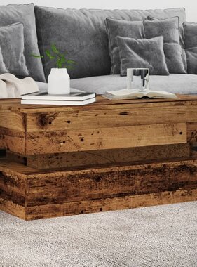 VidaXL Salontafel met LED-verlichting 90x50x40 cm oud houtkleurig