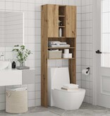 VidaXL Wasmachinekast 64x25,5x190 cm artisanaal eikenkleur