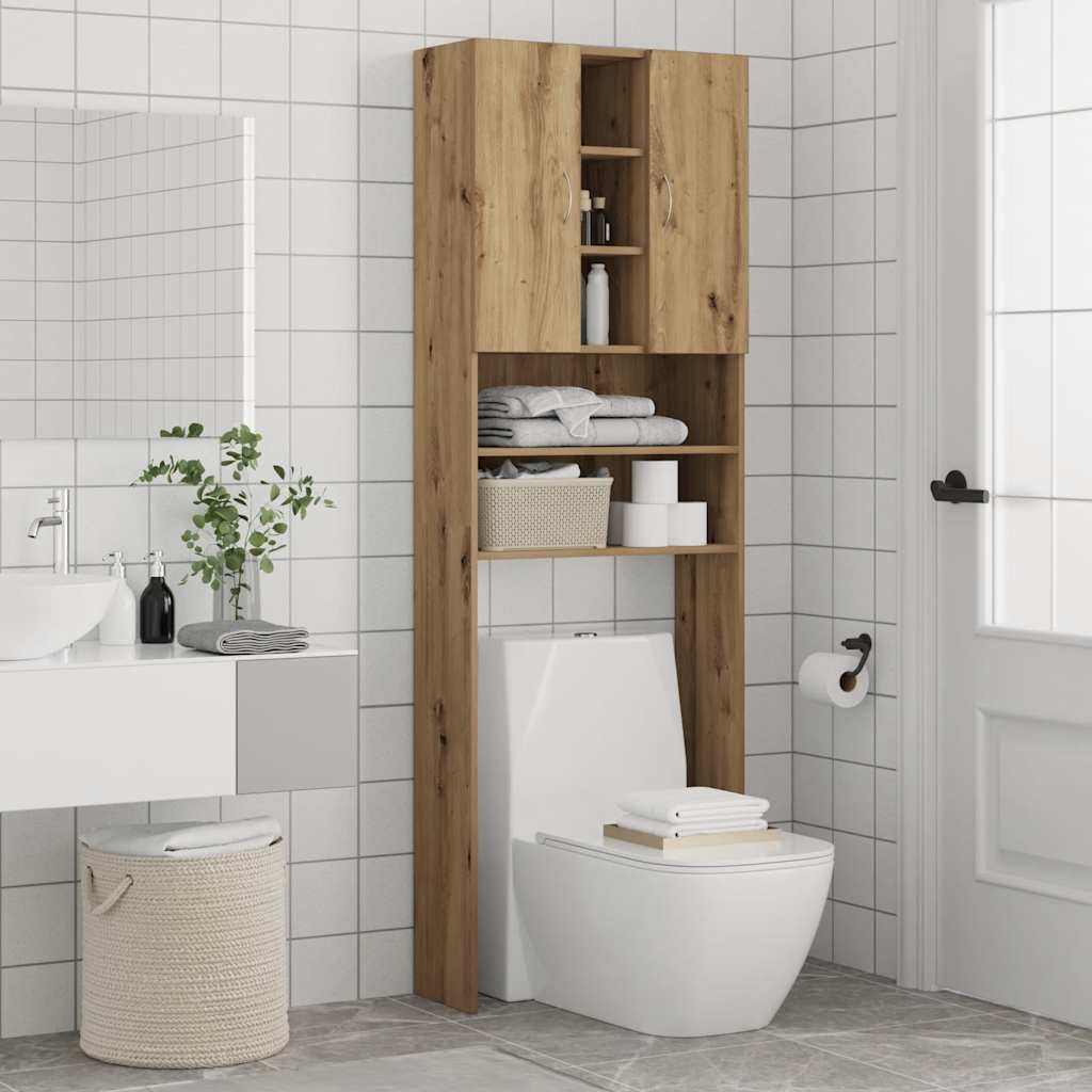 VidaXL Wasmachinekast 64x25,5x190 cm artisanaal eikenkleur