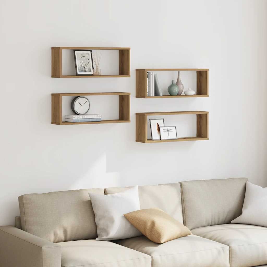 VidaXL Wandschappen kubus 4 st 60x15x23 cm hout artisanaal eiken
