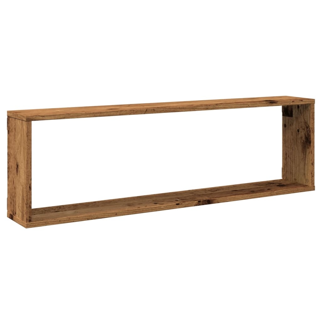 VidaXL Wandschappen kubus 4 st 100x15x30 cm bewerkt hout oud hout