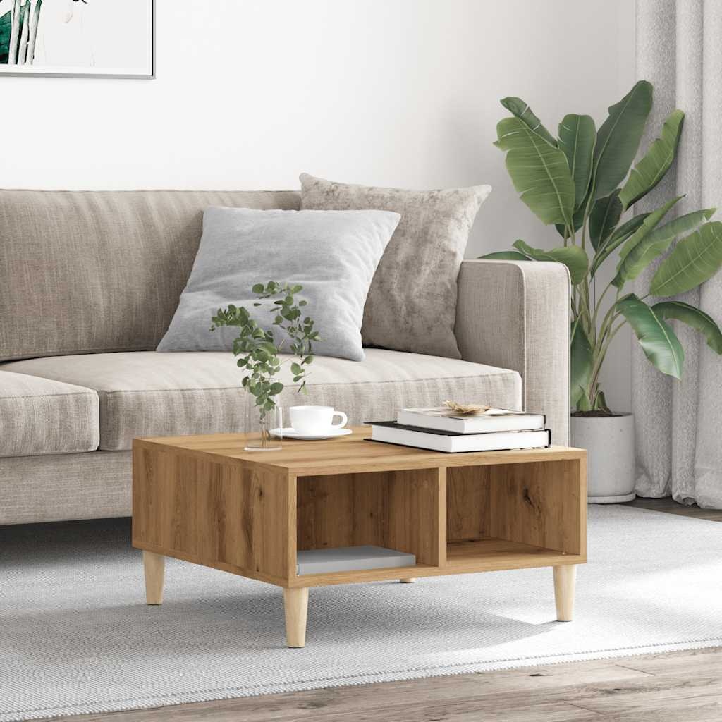 VidaXL Salontafel 60x60x30 cm bewerkt hout artisanaal eiken