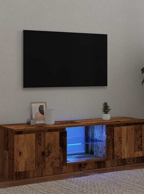 VidaXL Tv-meubel met LED 140x40x35,5 cm bewerkt hout oud houtkleurig