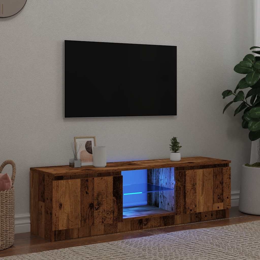 VidaXL Tv-meubel met LED 140x40x35,5 cm bewerkt hout oud houtkleurig