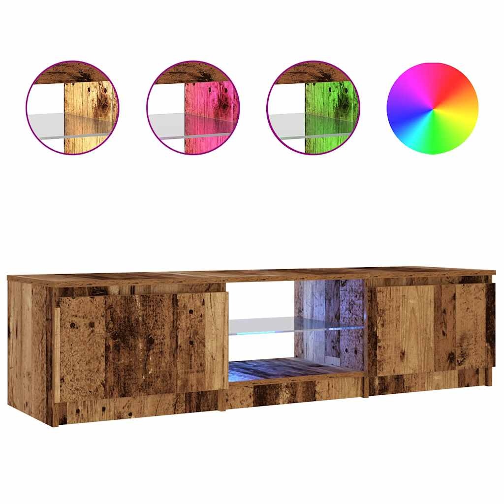 VidaXL Tv-meubel met LED 140x40x35,5 cm bewerkt hout oud houtkleurig