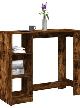 VidaXL Bartafel met schap 124x46x103,5 cm bewerkt hout gerookt eiken