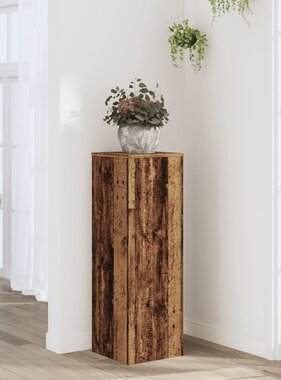 VidaXL Plantenstandaard 33x33x100 cm bewerkt hout oud houtkleurig