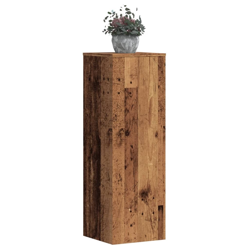 VidaXL Plantenstandaard 33x33x100 cm bewerkt hout oud houtkleurig