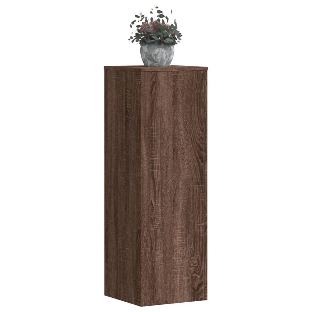 VidaXL Plantenstandaard 33x33x100 cm bewerkt hout bruin eikenkleurig