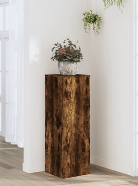 VidaXL Plantenstandaard 33x33x100 cm bewerkt hout gerookt eikenkleurig