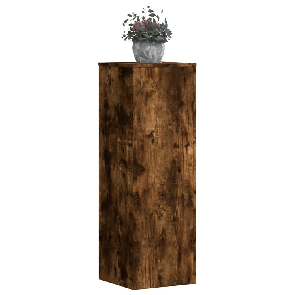 VidaXL Plantenstandaard 33x33x100 cm bewerkt hout gerookt eikenkleurig