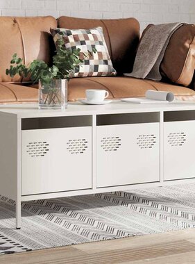 VidaXL Salontafel 101,5x50x43,5 cm koudgewalst staal wit