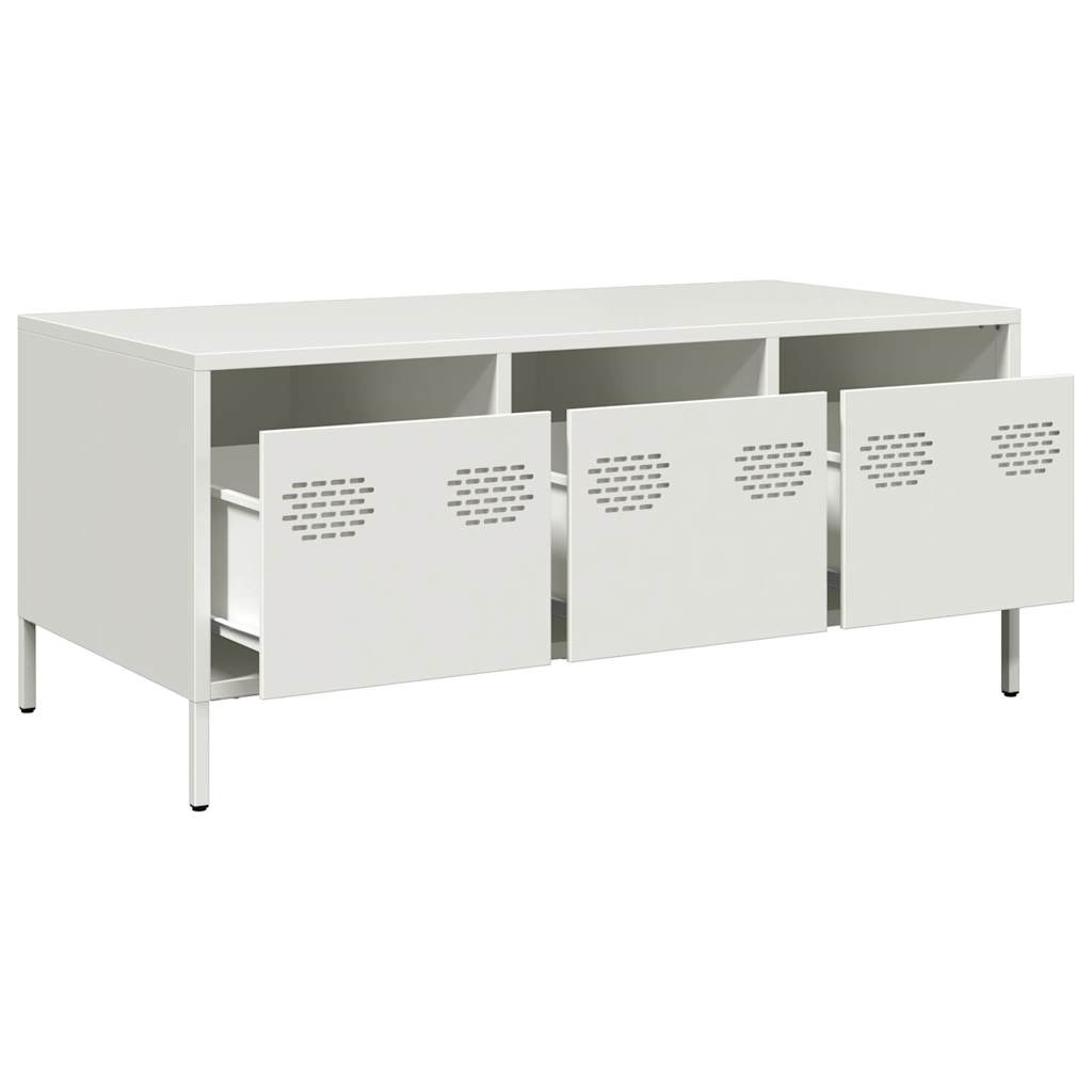 VidaXL Salontafel 101,5x50x43,5 cm koudgewalst staal wit