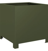 VidaXL Plantenbak 40x40x40 cm staal olijfgroen