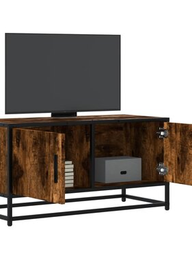 VidaXL Tv-meubel 80x34,5x40cm bewerkt hout metaal gerookt eikenkleurig