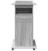 VidaXL Lessenaar met wielen en lade 55x55x107 cm hout grijs sonoma