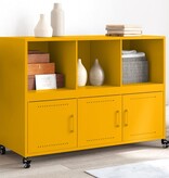 VidaXL Dressoir 100,5x39x72 cm staal mosterdgeel