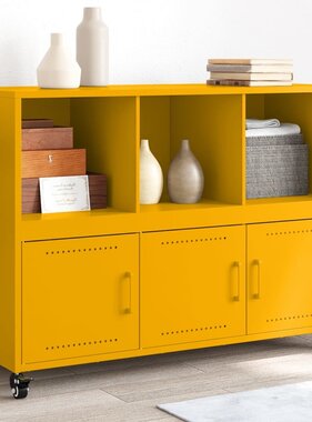 VidaXL Dressoir 100,5x39x72 cm staal mosterdgeel