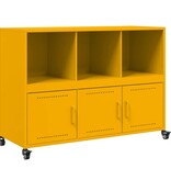 VidaXL Dressoir 100,5x39x72 cm staal mosterdgeel