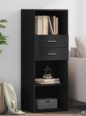 VidaXL Hoge kast 45x42,5x124 cm bewerkt hout zwart