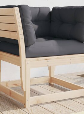 VidaXL Tuinbank met armleuningen en kussens massief grenenhout