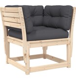 VidaXL Tuinbank met armleuningen en kussens massief grenenhout