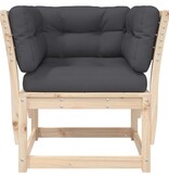 VidaXL Tuinbank met armleuningen en kussens massief grenenhout