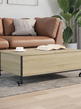 VidaXL Salontafel met wielen 91x55x34 cm bewerkt hout sonoma eiken