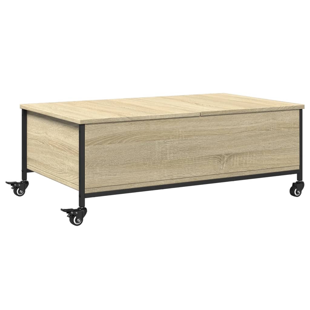 VidaXL Salontafel met wielen 91x55x34 cm bewerkt hout sonoma eiken