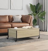 VidaXL Salontafel met wielen 91x55x34 cm bewerkt hout sonoma eiken