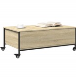 VidaXL Salontafel met wielen 91x55x34 cm bewerkt hout sonoma eiken