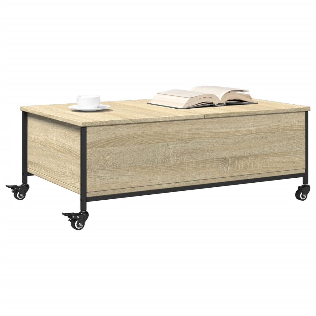 VidaXL Salontafel met wielen 91x55x34 cm bewerkt hout sonoma eiken