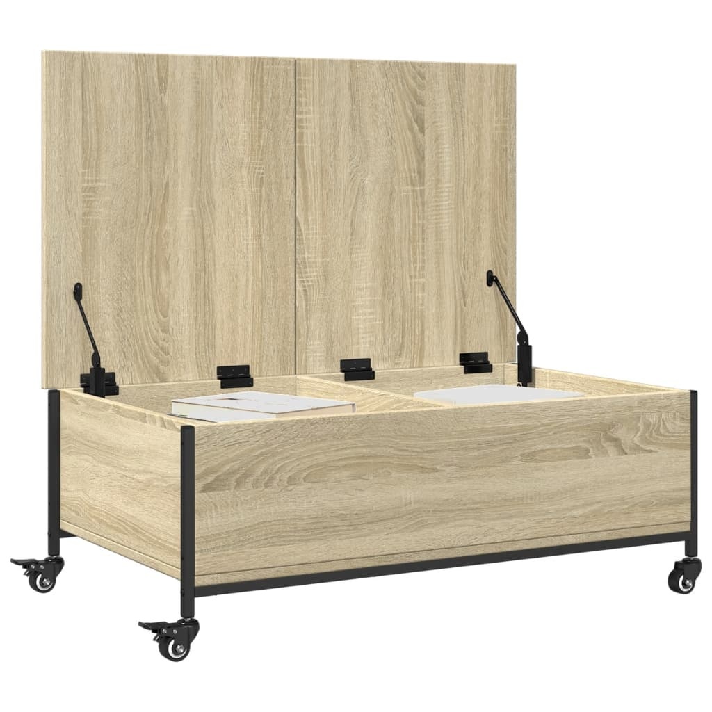 VidaXL Salontafel met wielen 91x55x34 cm bewerkt hout sonoma eiken