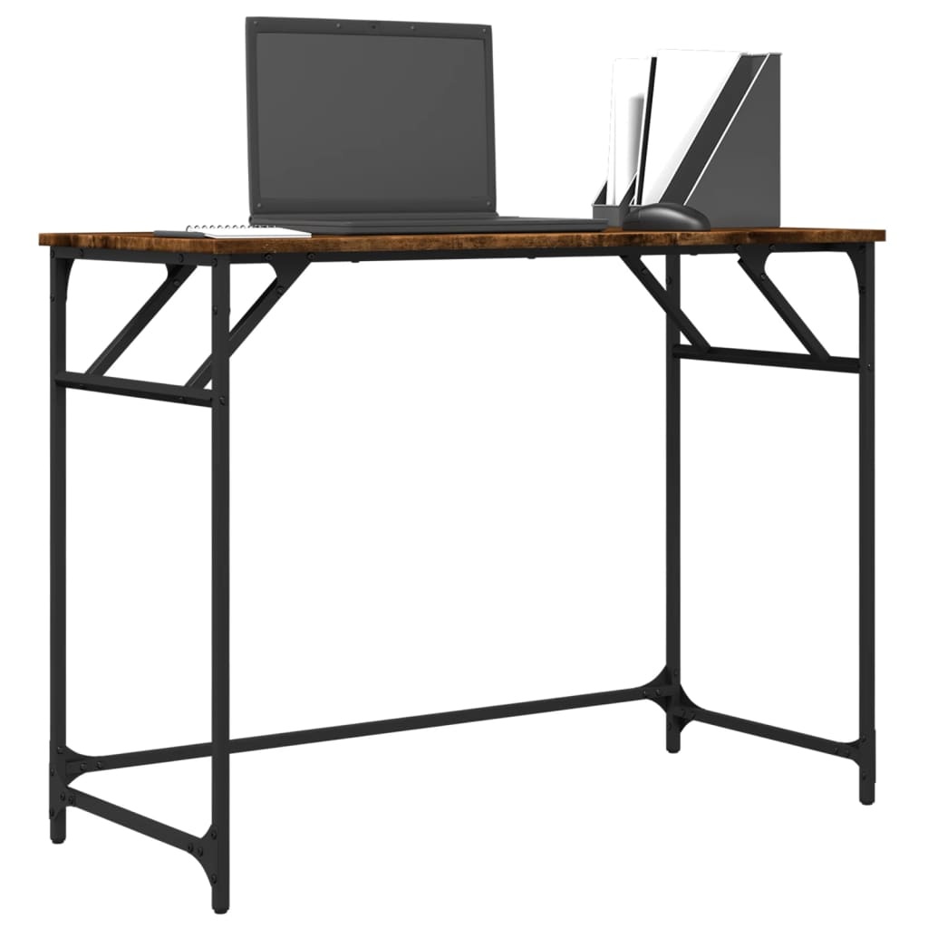 VidaXL Bureau 100x45x76 cm hout en gepoedercoat staal gerookt eiken