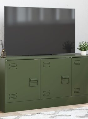 VidaXL Tv-meubel 99x39x44 cm staal olijfgroen