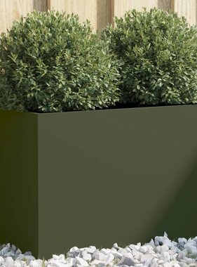 VidaXL Plantenbak 62x40x39 cm staal olijfgroen