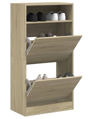 VidaXL Schoenenkast 60x34x116 cm bewerkt hout sonoma eikenkleurig