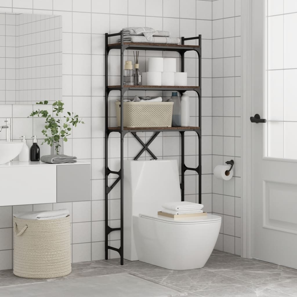 VidaXL Wasmachinerek 67x25x163 cm bewerkt hout bruin eikenkleur