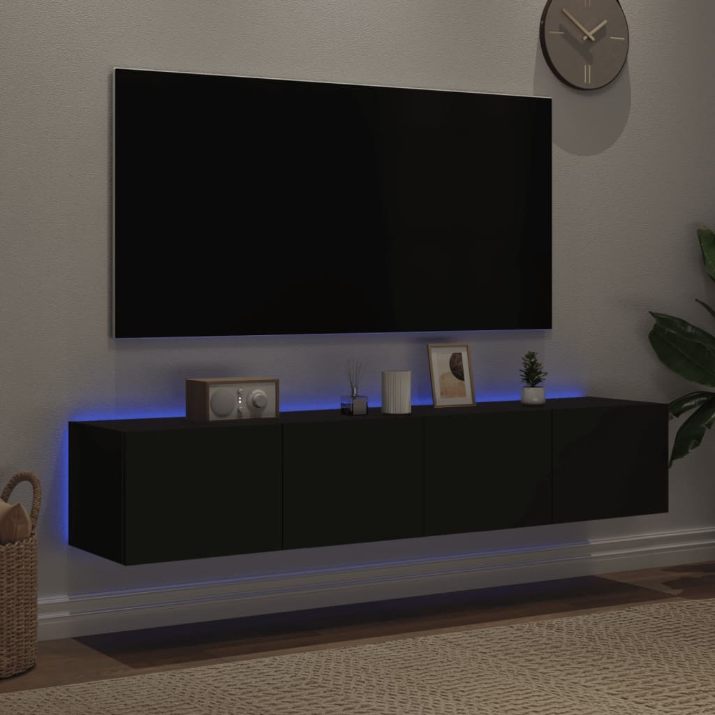 VidaXL Tv-meubels met LED-verlichting 2 st 80x35x31 cm zwart