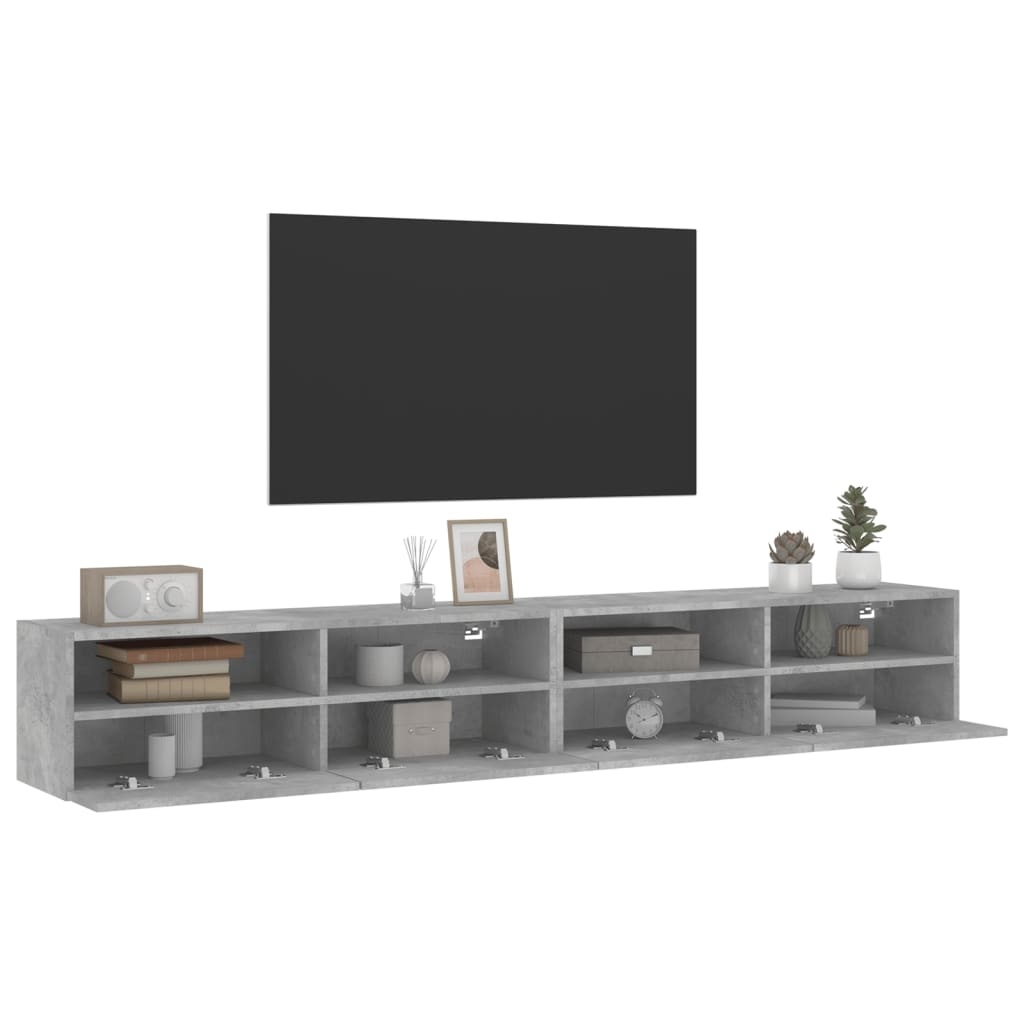 VidaXL Tv-wandmeubels 2 st 100x30x30 cm bewerkt hout betongrijs