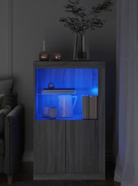 VidaXL Bijzetkast met LED bewerkt hout grijs sonoma eikenkleurig