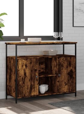 VidaXL Dressoir 100x35x80 cm bewerkt hout gerookt eikenkleurig