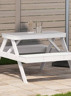 VidaXL Picknicktafel 105x134x75 cm massief grenenhout wit