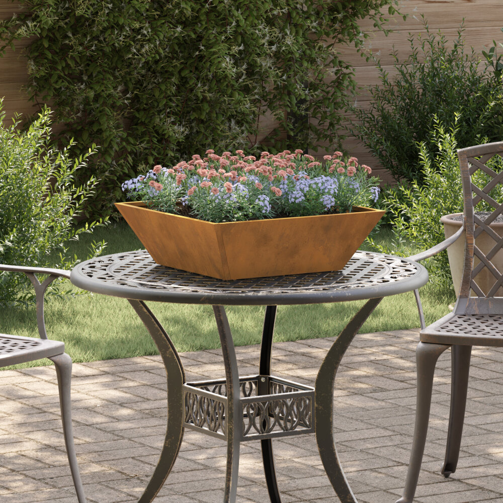 VidaXL Metalen Planter Verweerd staal 50 x 50 x 15 cm