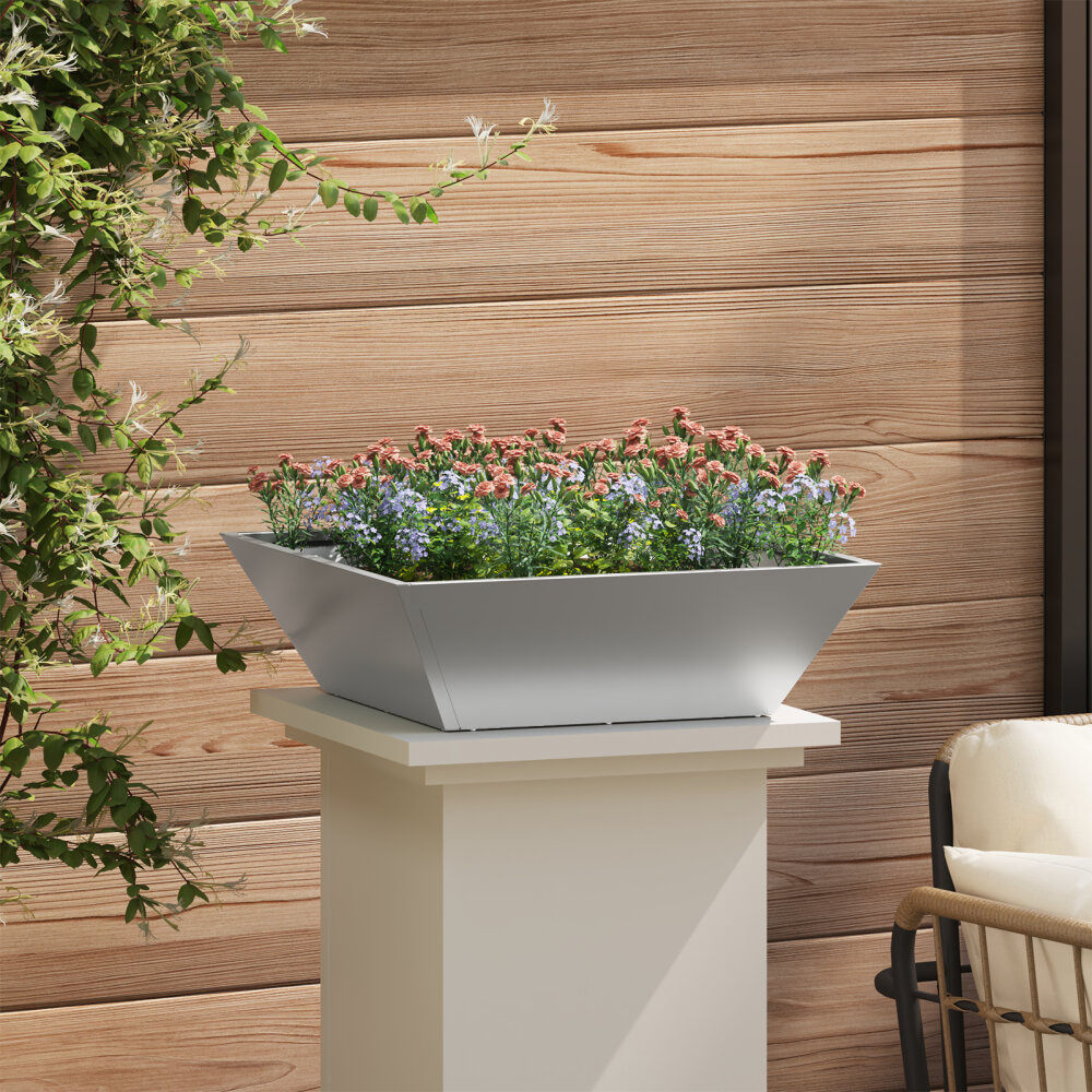 VidaXL Stalen planter Gegalvaniseerd staal 50 x 50 x 15 cm Duurzaam
