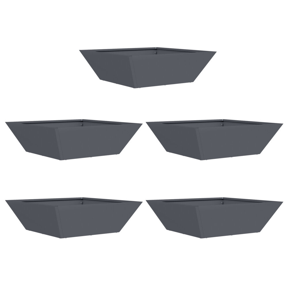 VidaXL Plastic Plantenbak Set Anthraciet Kunststof 50 x 50 x 15 cm