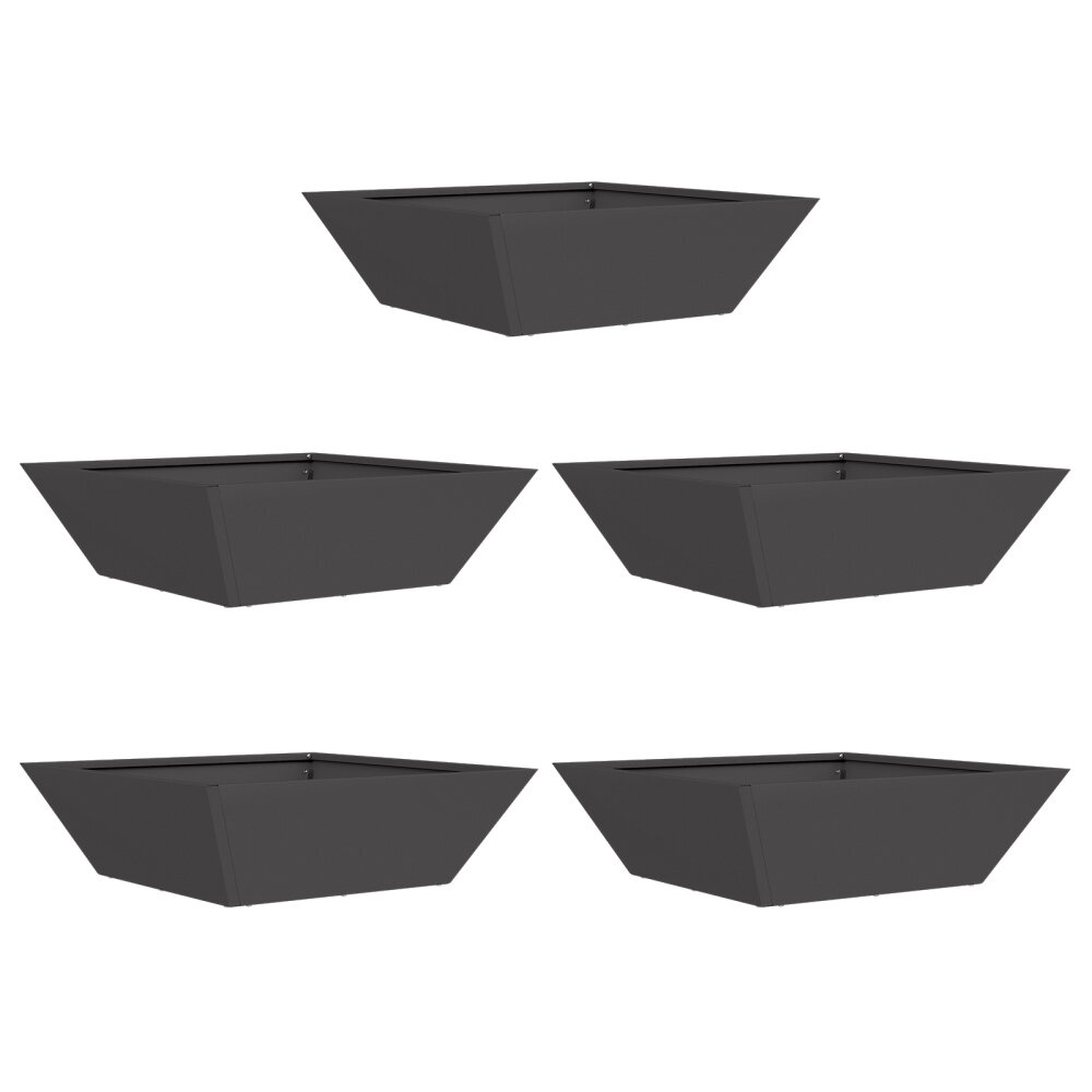 VidaXL Zwarte Plastic Planter Set 50 x 50 x 15 cm