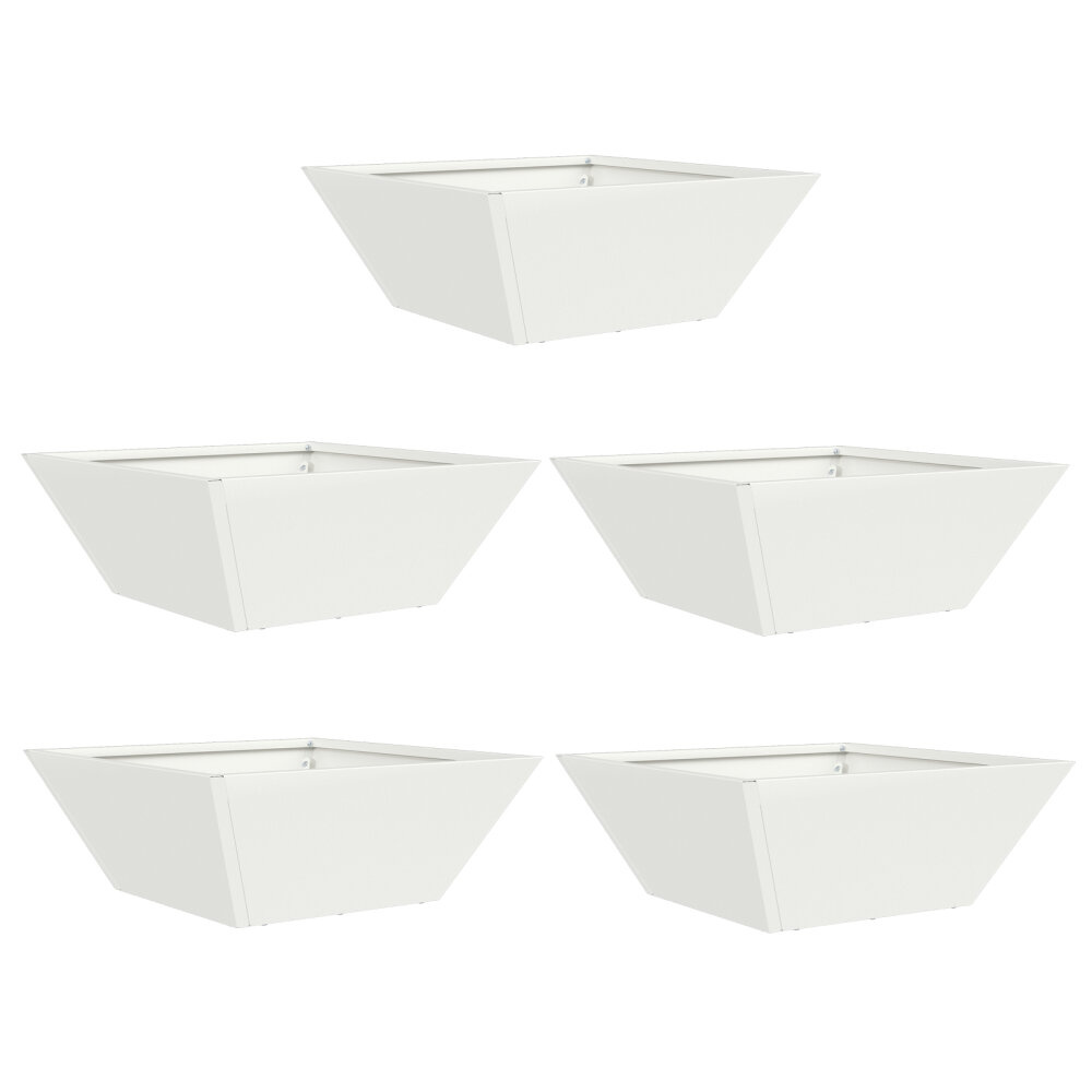 VidaXL Plastic Plantenbak Set Wit Kunststof 40 x 40 x 15 cm Stapelbaar